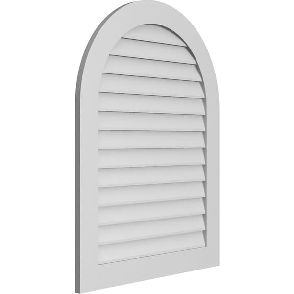 Round Top Surface Mount PVC Gable Vent: Non-Functional, W/ 3-1/2W X 1P Standard Frame, 32W X 42H